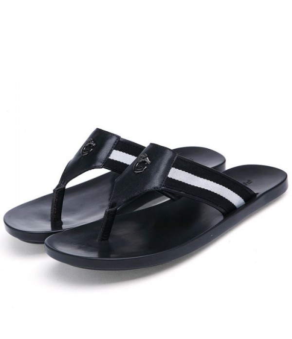 Men's Comfortable Leather Flip Flops Beach Sandals