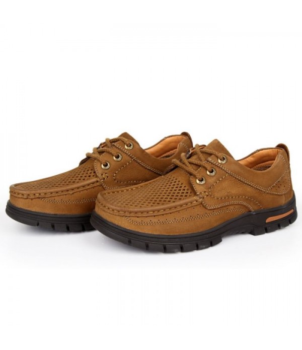 Men's Hollow Out Breathable Casual Leather Shoes
